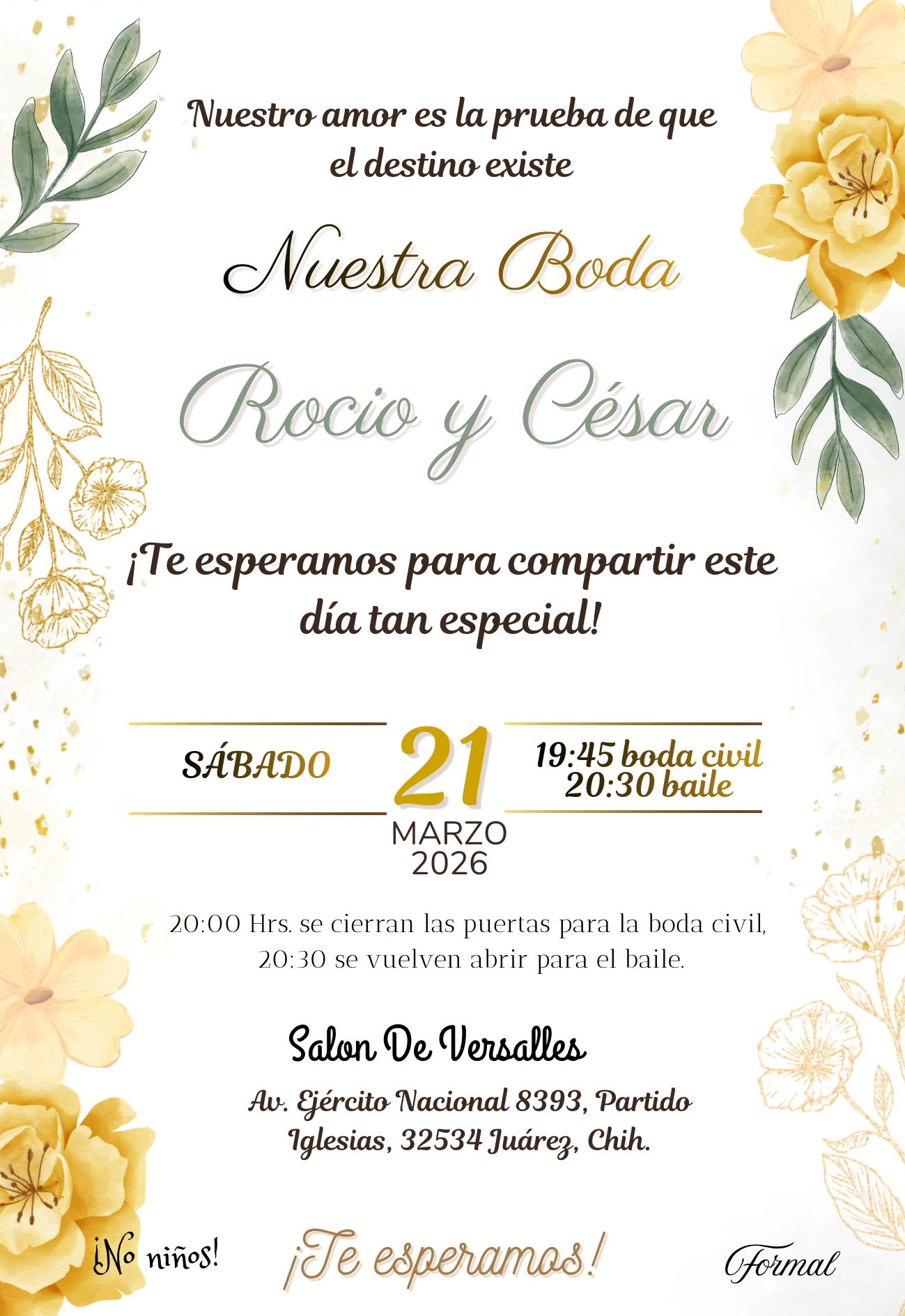 Invitación de Boda Rocío y César